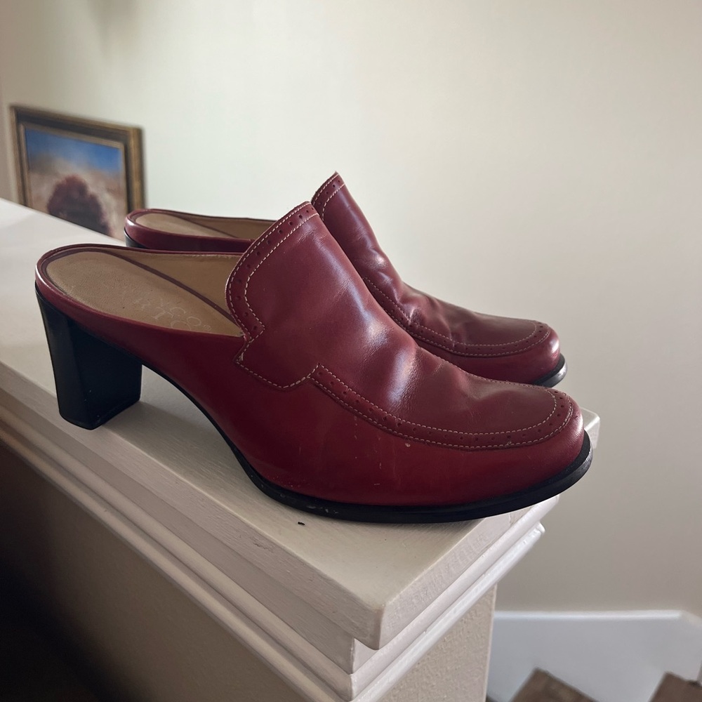 Red leather heels